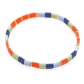 Bohemian rainbow Tila bead bracelet with colorful enamel blocks and golden spacers - Orange/Dark Blue/Light Blue/Pale Green/Gold (TL-B190071A)