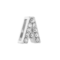 Polished silver letter A charm with clear zircon stones for 10mm slide bracelets - Letter A / 10mm Full Drill Letter / Silver