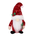 Gnomo natalizio con cappello a paillettes rosse, barba bianca e bastoncino di zucchero - Gnomo con Barba e Cappello di Paillettes Rosse