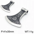 Pendentif hache viking nordique rétro avec symboles runiques Valknut et Vegvisir - Style Hache Viking (KP120361-MZOZ)