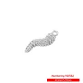 Macro detail of silver S-shaped chili pendant with zircon inlay and 19x6mm dimensions - White Gold White CZ VD552