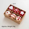 Set of 6 red and white handmade wool felt Christmas ornaments in a kraft paper gift box - Red & White Snowflake Style / 6 Pcs/54g