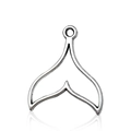 Tibetan silver mermaid tail charm for DIY necklaces and bracelets in a polished finish - 1Pc Antique Silver Hollow Fish Tail 17x20mm