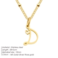 Elegante collana in acciaio inossidabile con ciondolo lettera D e cuore, placcata oro 14K - Lettera D / Oro