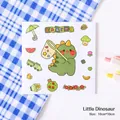 Cute green dinosaur sticker sheet for water bottles 10x10cm waterproof PET vinyl - Little Dinosaur [10*10cm]