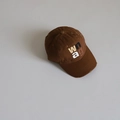 Brown kids cotton baseball cap featuring vintage letter embroidery and adjustable strap - Kids Size / Caramel color