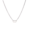 Collar de cadena cubana plateada con colgante de mosquetón minimalista y cierre de rosca - Collar Abierto No.11 Plata