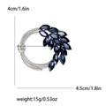 Broche épi de blé argentée avec gemmes bleues et strass, largeur de 4,5cm - Bleu