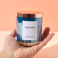 Blue electroplated glass candle jar with a mirror copper lid and minimalist white label - No Lid / Dark Blue