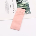 Pink soft velvet drawstring storage pouch for jewelry and small cosmetics items - Champagne / 6x15cm