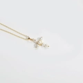 Collier doré avec un pendentif en forme de croix composé de perles blanches - Croix en Perles