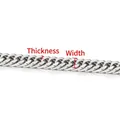 Detailoverzicht van zilveren roestvrijstalen Cubaanse ketting met draaddikte en breedte - 0.6x2.8mm