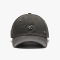 Casquette de baseball gris foncé délavée avec nœud métallique argenté et effet usé - Réglable / Vert Militaire