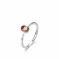 Minimalist S925 sterling silver ring featuring an oval gradient watermelon tourmaline stone - US Size 5 / Watermelon Gradient