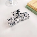 Large acetate hair claw clip with black and white marble pattern for thick hair - Rock Grey