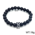 8mm black lava and matte stone beaded bracelet featuring letter O stainless steel charm - Letter O Style (KB122537-Z) / 8mm