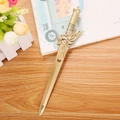Antique bronze sword-shaped gel pen with embossed alloy details on a wooden surface - Sword Pen - Bronze Gold / 0.5mm