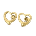 Elegant gold-plated stainless steel open heart stud earrings for women in a minimalist style - Gold Earrings