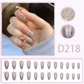 Pink press-on nails with silver glitter gradient and 3D butterfly charms (Style D218) - Light Pink Silver Rhinestone Gradient 3D Butterfly (D218)
