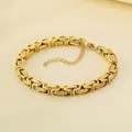 Gold plated stainless steel Byzantine chain bracelet, 5mm width with lobster clasp closure - Double Byzantine Chain 5mm