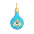 Sky blue enamel evil eye charm pendant with gold triangle detail on white backdrop - L086376 / Sky Blue