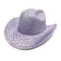 Detail of silver and purple mosaic sequin cowboy hat with metallic crackle finish - M (56-58cm) / Purple