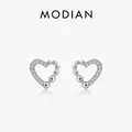 Orecchini a cuore asimmetrici in argento 925 con zirconi cubici scintillanti - Argento 925