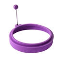 Purple silicone round fried egg mold with stainless steel handle and round ball grip - Round / Purple