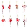 Set of 8 Valentines DIY diamond art pendants with pink beads and festive gnome designs - Style 23