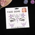 Purple and clear crystal face gems stickers in heart and brow shapes for makeup decoration - Purple