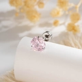 Pink hexagonal cut gemstone stud earring in silver titanium steel with screw back - Light Pink Hexagon Zirconia Style (A923-2)