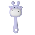 Purple giraffe baby silicone teether with dual textured biting points for gum relief - Deer Rattle Teether / Purple