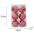 Set di 6 palline di Natale a strisce rosse e bianche da 6cm in scatola trasparente - 6cm 6 Pezzi / Rosso