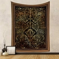 Detailed close-up of Bohemian tapestry with gold astrological symbols and Gemini design - 73X95CM / Brushed Fabric / Gemini-GT106503