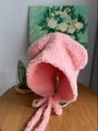 Cappello rosa in peluche con orecchie da orso e laccetti berretto invernale caldo donna - Rosa