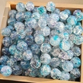 Detailed macro view of round starry glass beads with crackle texture for DIY jewelry - M59# Azure Blue [10MM Water Dyed]