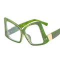 Oversized butterfly green camo patterned glasses frame with gold metal accents - Green Leopard Frame Transparent Lens