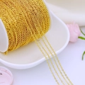 Close-up of 18K gold plated copper chain roll for DIY jewelry making accessories - 2mm Flat O-Chain / Thick Silver