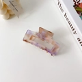 Square acetate shark hair claw clip in amber and purple gradient with a marble pattern - Iridescent Pink-7.8cm