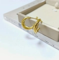 Chic 18K gold plated stainless steel C-shaped earrings with textured milgrain finish - Milgrain Beaded / Gold