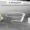 Deep 3L transparent mixing bowl, 27cm diameter, durable food-grade plastic for baking - Small Mixing Bowl Clear