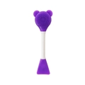 Close-up of double-ended purple silicone facial cleanser brush and flat applicator tip - Purple