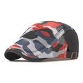 Casquette plate respirante pour hommes avec motif camouflage rouge, bleu et blanc - Réglable / Camouflage Rouge