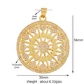 Pendentif boussole céleste avec pierres de zircon blanc sur base en métal doré - Zircone Creux Géométrique