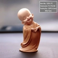 Miniature smiling monk car dashboard ornament in brown robe, 5x3.5x8.5cm resin figure - 1034-17C Mini Tall Heart