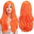 Peluca naranja vibrante para cosplay con ondas naturales de 70 cm y estilo voluminoso - Naranja Dorado