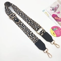 Adjustable leopard print phone strap with gold hardware and black leather ends - Leopard Print Strap