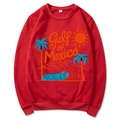 Bright red Gulf of Mexico beach graphic sweatshirt in a relaxed crewneck fit - Red