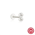 S925 sterling silver minimalist cartilage stud earring featuring dual bead design - Silver-tone #8 (Double Ball)