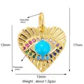 Gold-plated heart pendant with evil eye design and multicolor zircon stones - Heart Gold Blue Multi CZ L458770-Turquoise